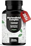 Mariendistel Artischocke Löwenzahn Komplex Hochdosiert – 365 vegane Kapseln – 3-in-1 Pflanzenkomplex mit Mariendistel, Artischocke & Löwenzahn – Vegan – Verpackung kann variieren