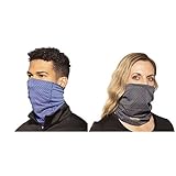 Copper Fit Unisex Adult Guardwell Face Cover and Neck Gaiter Bundle, Blue and Charcoal