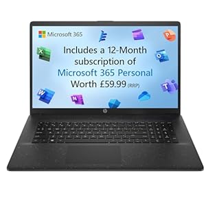 HP 17″ Laptop, Intel Pentium Silver Processor, 4 GB RAM, 128 GB SSD, Intel UHD Graphics, FHD Display, Dual Speakers, Microsoft 365 Personal 12 month included, Win 11, Jet Black, 17-cn01014sa