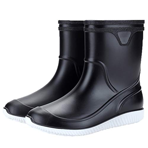 Image of ANUFER Men's Mid-Calf Snow Rain Boots Outdoor Waterproof Gardening Farm Boots with Removable Fluff Lining