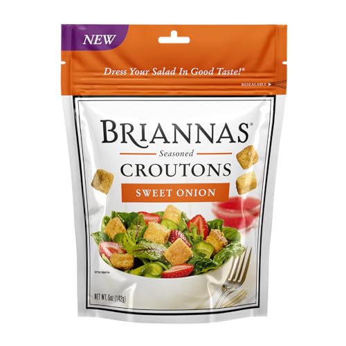 BRIANNAS - Sweet Onion Croutons - Baked-in Flavor, Crispy Croutons for Salads and More - 5 oz. Bag