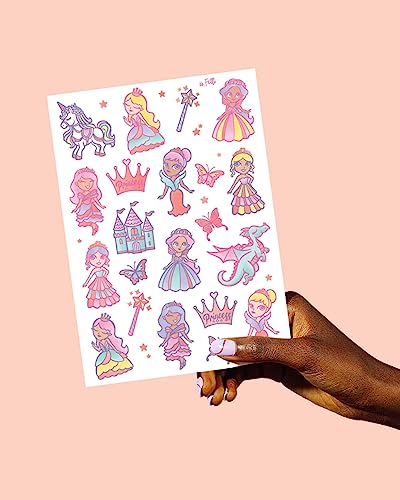 Xo, Fetti Princess Temporary Tattoos For Kids - 40 Glitter Styles | Unicorn Birthday Party Supplies, Butterfly Favors + Magical Decorations #TOP1