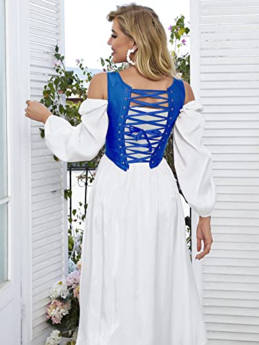 Image of Dreay Womens Vintage Asymmetrical Hem Overbust Corset Tie Front Lace-up Back Bustier Shapewear Top