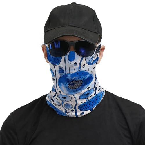 Neck Gaiter White Blue Ink Face Mask for Travel Face Cover Scarf for Men Women Elastic Headbands Wind-proof Bandana for Skiing Fishing Hiking Cycling3
