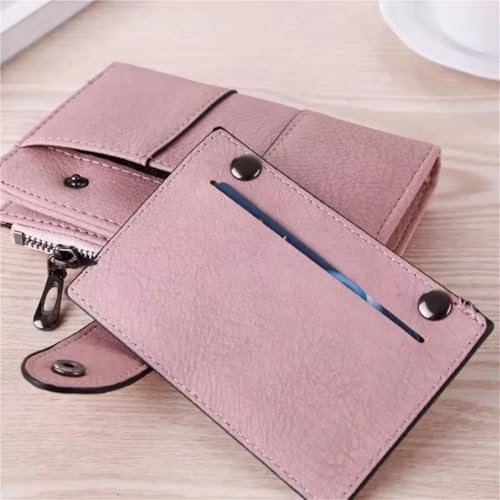 Women Wallet Simple Retro Short Wallet Coin Purse Card Holders Handbag for Girls Purse Small Wallet Ladies for Change，Credit Card(Pink)3