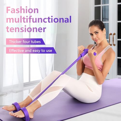 Image of Heavy Duty 4-Tube Tummy Trimmer Pedal Exerciser - Pull Reducer Resistance Band for Men & Women | Equipment for Belly Fat Loss, Waist Slimming & Full Body Workout (Multicolor) (2)