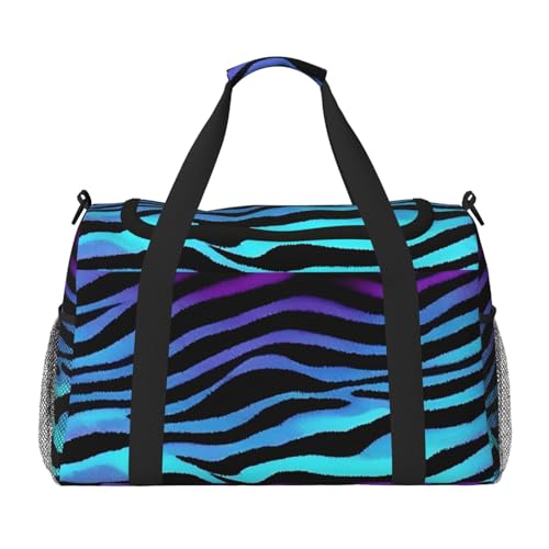 Camouflage Zebra Stripes Print Foldable Carry On Tote Large Capacity Hand Carry Bag for Airplane Weekend Getaways