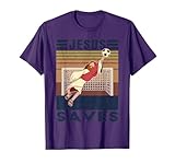 Retro Goalkeeper Jesus Saves Soccer Goal T-Shirt
