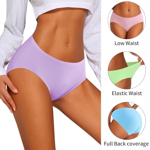 Image of Eiggam Women's Cotton Bikini Panties,High-Cut Full Coverage Stretch Cool Underwear for Women