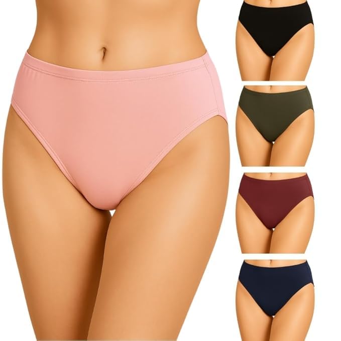 Flomex® (Pack of 5 -Stretchable Cotton Hipster Panties – Ultra-Soft, Breathable Briefs for Women Multicolour 100% Combed Cotton-image-49