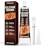 Mshunya 3.33 oz Brown Caulk, Brown Caulking for Wood Flooring,browns Silicone Caulk with Nozzle and Scraper, Superior Adhesion and Flexibility, Suitable for Doors and Windows, Kitchens, Bathrooms, Etc
