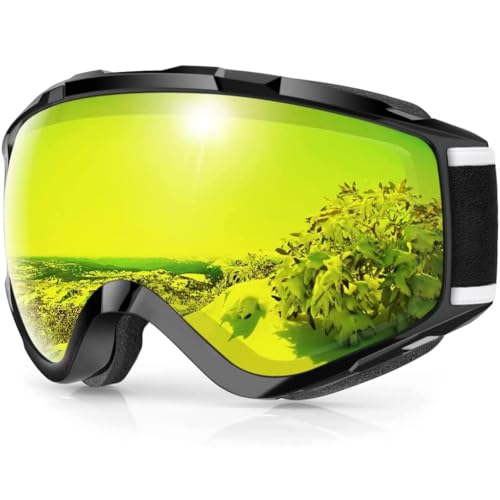 Findway Gafas de Esquí, Máscara Gafas Esqui Snowboard Nieve Espejo para Hombre Mujer Adultos Juventud Jóvenes OTG Compatible con Casco,Anti Niebla 100% Protección UV Gafas de Ventisca