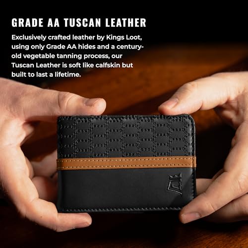 Image of Kings Loot Wallet for Men | Minimalist Slim RFID Blocking Leather Design with Cash Pocket & Card Pull Strap | Holds 1-12 Cards | Stylish & Durable Wallets | Supercar Collection (Midnight Ember)
