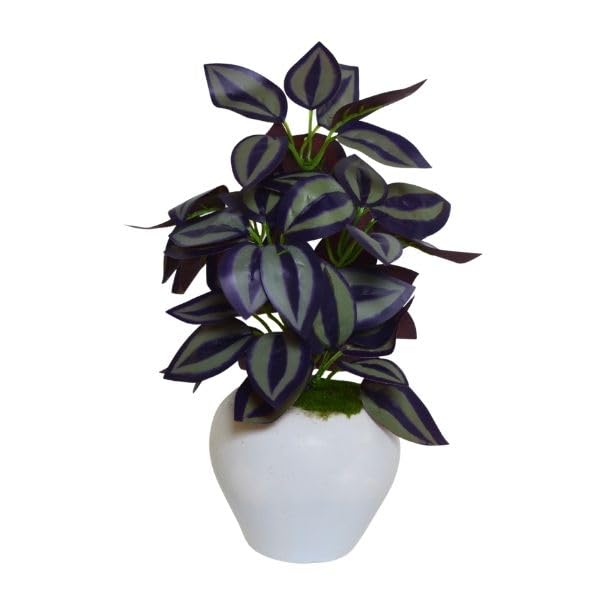Image of fancymart Artificial Plant Leaves in Apple Pot (30 cm Height) | Small Potted Plant for Office Desk | Home Decor for Living Room | Cafe & Restaurant Table Decoration
