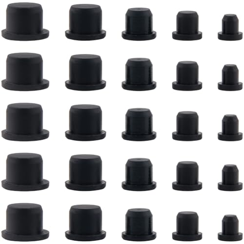 Image of GORGECRAFT 50Pcs 5 Sizes Black Silicone Stopper Tube Seal Plug 6.5-14mm Inner Diameter Salt and Pepper Shakers Stopper Reusable Waterproof Replacement Insert Hole Plug End Covers for Bottles Pipes