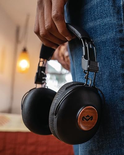 Image of Marley House of Positive Vibration Frequency Over Ear Wireless Headphones - Bluetooth Headphones, 34 Hr Playtime Earphones with Microphone, Passive Noise Isolation, Sustainable Materials, Black