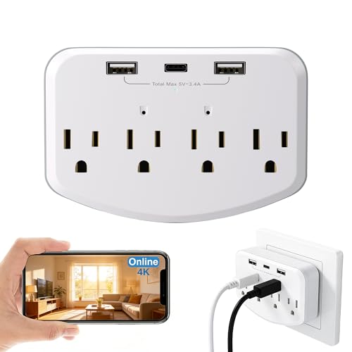 SAMMICINCO HD 1080P Spy Camera Hidden Camera WiFi, Wireless Wall Outlet Cam with Motion Detection, Free SD Card, Loop Recording,No Audio Indoor Nanny Cameras for Home Security/Office/Baby & Pet