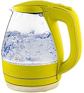 OVENTE Glass Electric Kettle Hot Water Boiler 1.5 Liter Borosilicate Glass Fast Boiling Counterto...