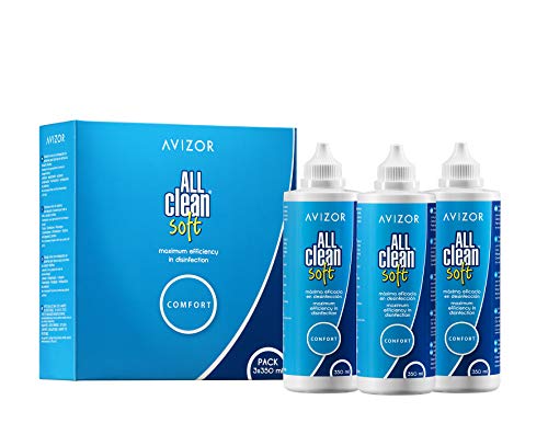 AVIZOR All Clean Soft Contact Lens Liquid. Unique Solution for Cleaning and disinfecting All Types of Soft Contact Lenses. 3 x 350 ml