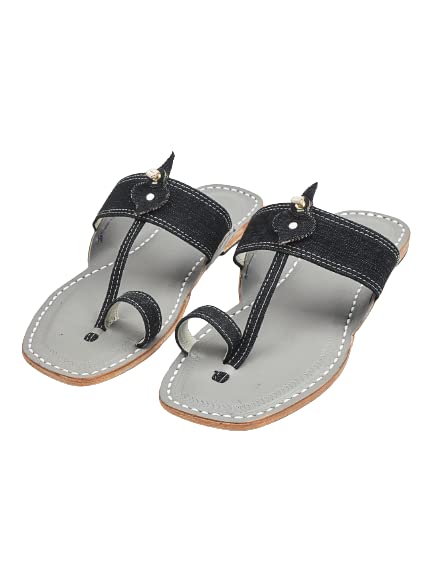 Image of KORAKARI Mens Kolhapuri Chappal, Handcrafted Sandal, Smooth and Comfortable Flip Flops Slipper Anti Slip Design Genuine Leather Traditional Footwear.