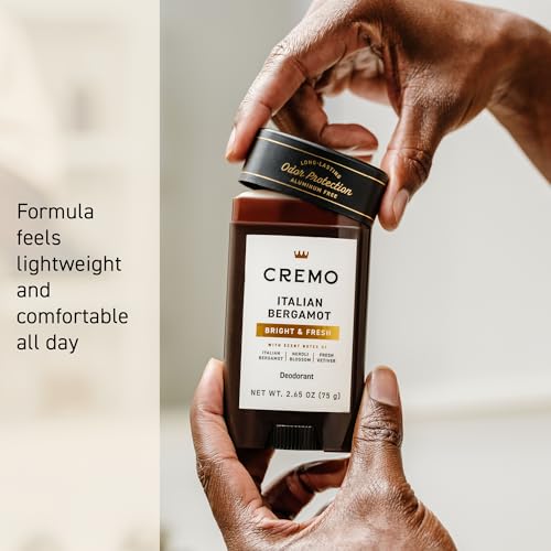Image of Cremo Italian Bergamot Aluminum Free Deodorant for Men,48-hour Long Lasting Odor Protection,2.65oz,(Pack of 2)