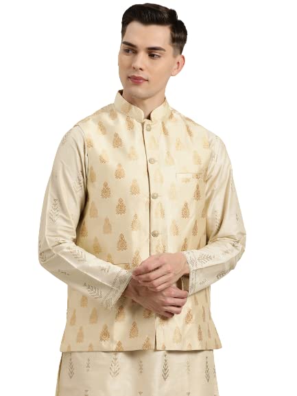 sojanya (Since 1958, Men's Silk Blend Self Design ONLY NehruJacket:Size-picture-52