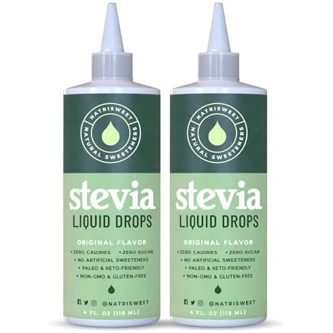 Natrisweet Liquid Stevia Drops 4oz 2pack, Pure Stevia Liquid Sweetener from Stevia Extract, Plant-Based Sugar Substitute, Zero Calorie Keto Sweetner, Mix Liquid Sugar into Drinks and Treats, Non-GMO Cover