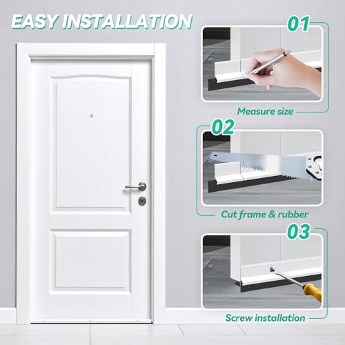AMZNOVA Door Sweep, Door Threshold Sweeper for Interior & Exterior Bottom, Sweep Stripping Aluminum and Vinyl, Dust Bug Storm Weatherproof Aluminum Vinyl, 36in, White, 2Pack by AMZNOVA - Image 6