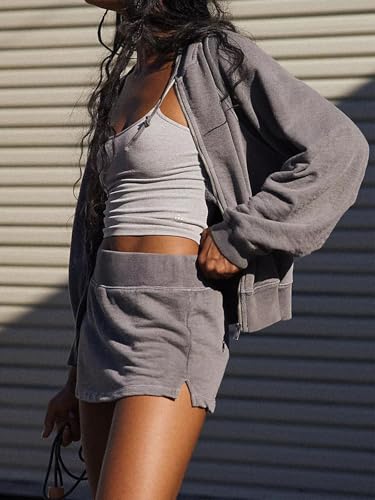 Halfword 2 Piece Skirt Sets for Women Long Sleeve Zip Up Hoodie and Skirt Lounge Matching Sets Casual Sweatsuits Gym Clothes3