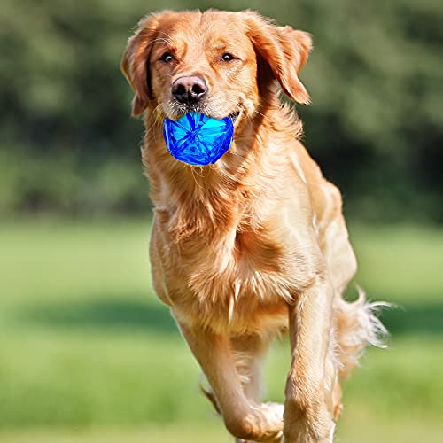 3 Pieces Light Spiny Ball Multi-Color Elastic Flashing Ball Led Glowing Interactive Dog Squeaky Spiky Interactive Toy Bounce-Activated Toy Pet Ball For Dogs And Puppies (Blue, Rainbow) #TOP6