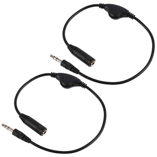 Kaelaxroy Cable Audio 3,5mm 2 Unidades 30cm Alargador Jack Macho Hembra Con Control Volumen Integrado Extensor Auriculares Móvil PC Tablet Altavoz