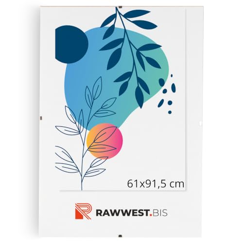 RAWWEST.BIS Rahmenloser 61x91 5 cm Bilderrahmen Bildhalter Cliprahmen Fotorahmen Kunstglas Plexi gut für Wohnzimmer Esszimmer Küche Fotos Poster viele Größen Rechteckig mit Clips gut.