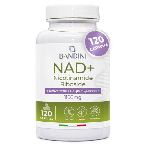 Bandini Liposomal NAD+ 120 Vegan Capsules | NAD Supplement Nicotinamide Riboside Chloride + Quercetin Resveratrol Coenzyme Q10 | Cellular Energy & Healthy Aging Support 1100mg per dose | Non-GMO