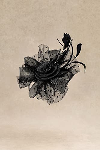 Babeyond Fascinator Hats For Women Tea Party Hat Kentucky Fascinators Headband Derby Hats Wedding Flower Feathers Hair Clip Black #TOP1