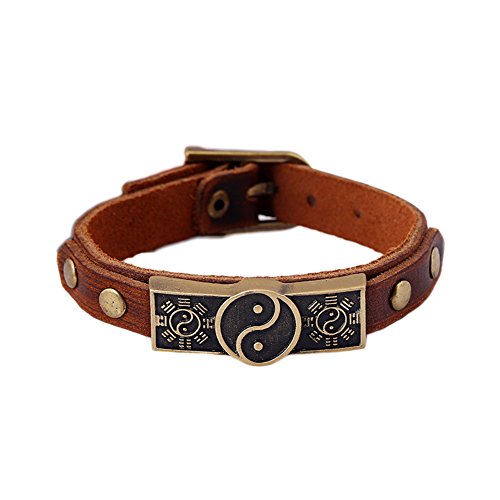 Pulsera de cuero Yin Yang Taiji para hombre miniatura 2