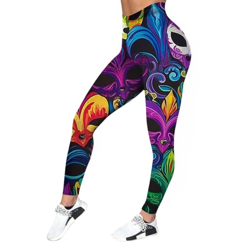 Leggings térmicos con control de abdomen para mujer, leggings de gimnasio, pantalones estampados de bloques de color, mallas elásticas, pantalones de talla grande, disfraz de carnaval, azul, XXL