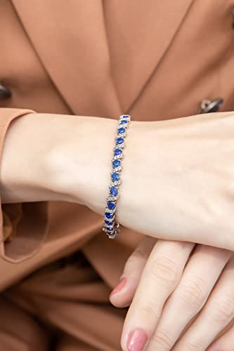 B. BRILLIANT Sterling Silver Genuine, Created or Simulated Gemstone Round S Design Tennis Bracelet for Women3