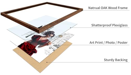 Image of Poster Master Lady in Red Print - Fashion Poster - Paris Designer Art - Modern Wall Design - Chic Gift for Women & Fashionista - Glam Decor for Bedroom or Girl's Room - 8x10 Brown Framed