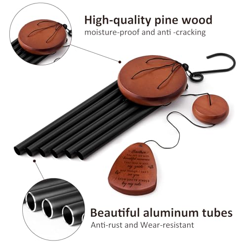 Image of Memorial Gifts for Loss of Brother,Memorial Wind Chimes 25'', Loss of Brother Sympathy Gifts, Home Decor Outdoor Garden, Soothing Melodic Tones with Mute Option