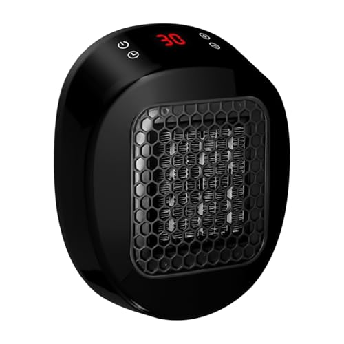 Radiador de refuerzo | Calefacción cerámica para conectar con pantalla LED, calentador eléctrico en toma de pared, para baño, dormitorio, hogar, dormitorio, oficina, autocaravana, estudiantes