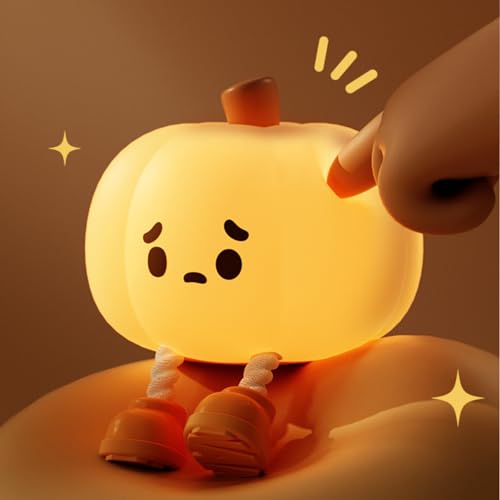 eirix Pumpkin Night Light, Rechargeable Silicone Dimmable Night Lamp - Cute Halloween Decor, Nursery Bedside Lamp for Kids, Nursery, Dorm Room | Safe Gift & Cool Gadget