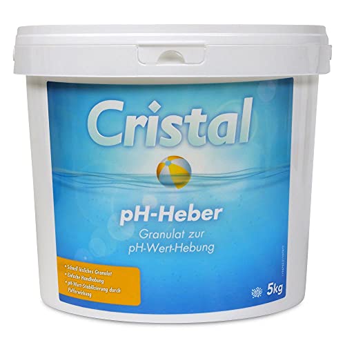Cristal pH-Heber Granulat 5 kg - Einfache Handhabung - Top Wirkung - Pufferwirkung für stabilen pH-Wert - pH+ Optimierung als Basis der Wasserpflege