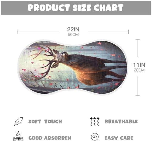 J JOYSAY Deer Flowers Lightblue Baby Burp Cloths for Boys Girls Large 22''x11'' Cotton 4 Layer Baby Bibs for Baby Spit Up one sizex42