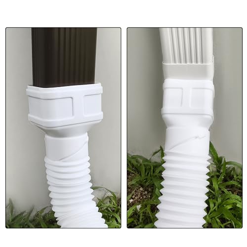 Prestantious 7ft Long Gutter Downspout Extensions, 3” Gutter Downspout Extender Pipe for 2\"×3\" Downspout and 3\"×4\"Downspout, Flexible Pipe Stretched Length 7ft, White,2-Pack - Thumbnail 6