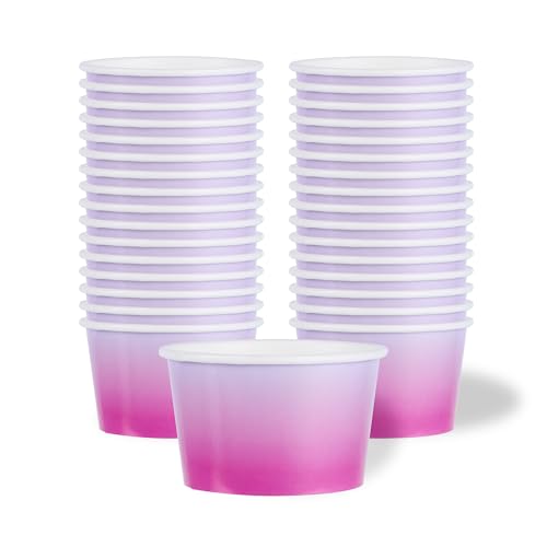 Image of Coppetta 8 Ounce Dessert Cups, 50 Greaseproof Ice Cream Cups - Lids Sold Separately, For Hot And Cold Foods, Purple And Blue Ombre Paper Yogurt Bowls, Disposable, Sturdy - Restaurantware