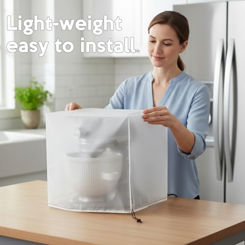 Image of Mixer Dust Cover Water Proof Protective Covers with adjustable drawstring cord, Compatible with KITCHENAID ARTISAN, Hamilton, PowerXL, Ninja, Cosori -10W x17D x20H in