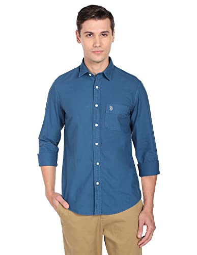 Image of U.S. POLO ASSN. Regular Fit Shirt for Men - 100% Cotton, Breathable & Comfortable, Full Sleeves Casual Shirt for Men
