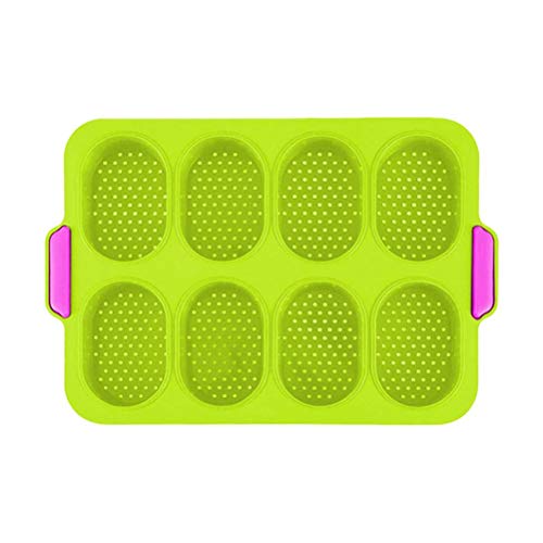 Kappha Bun Baking Mould 8 Unités en Silicone Bakeware Cuit Parfaitement Pain Français Pain et Rouleaux avec Délicieuses Croûtes Croquantes (Vert) Cover