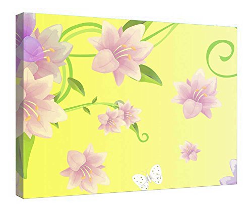 Toile lys rose lavande avec cadre en bois finition artisanale haut de gamme