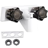 Square-White Dual-Handle RV Shower Faucet with Shower Diverter for Camper Van, Inside and Outside Bathroom Use